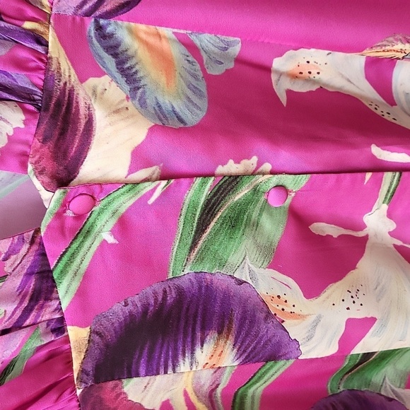 PAT BO Grace Pink Floral Print Puff sleeve 6 - Picture 3 of 6